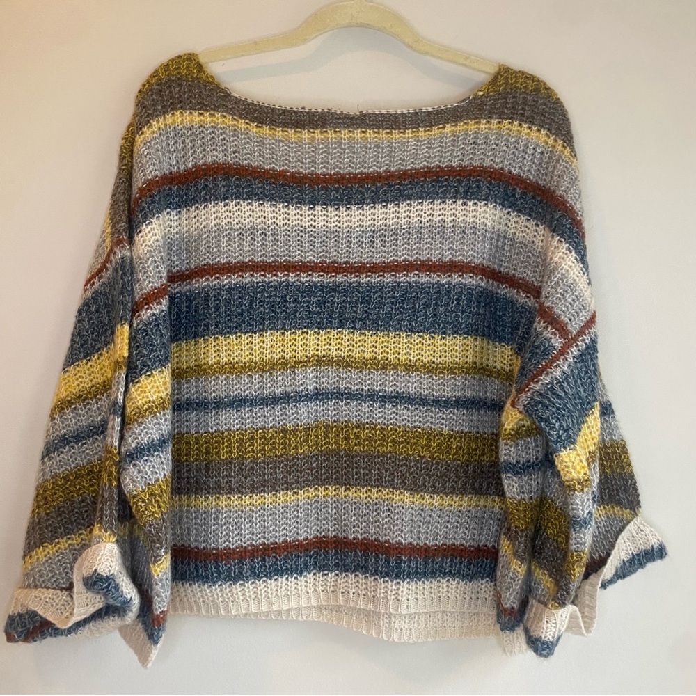 By Together + collection Multicolor Striped Boatneck Relaxed Fit Sweater M/L